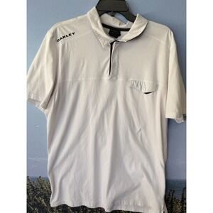 Oakley Shirt Mens XL White Hydrolix Polo Golf Athletic Pocket Logo Snap Button